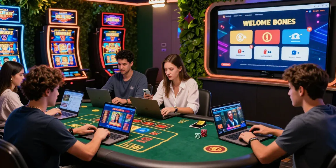Casino non UK players engage in a vibrant online gambling experience, featuring games and chat interactions.