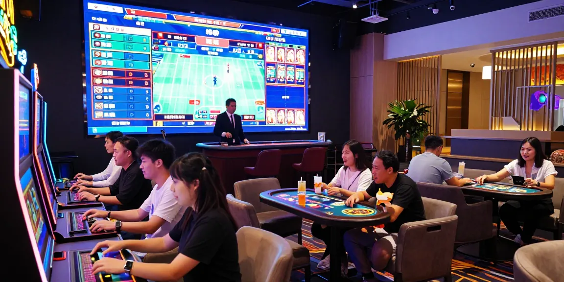 Exciting scene at go99 online casino with vibrant games and enthusiastic players in a lively environment.