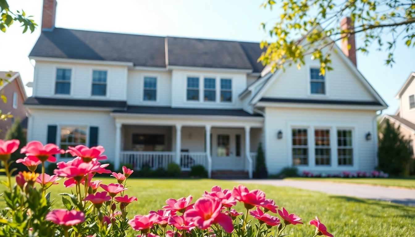 Innovative colonial addition enhancing a charming suburban home with vibrant landscaping.