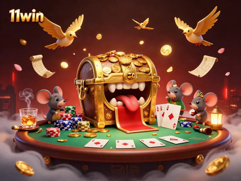 Engage with 11win's thrilling treasure hunting experience in this vibrant casino scene.