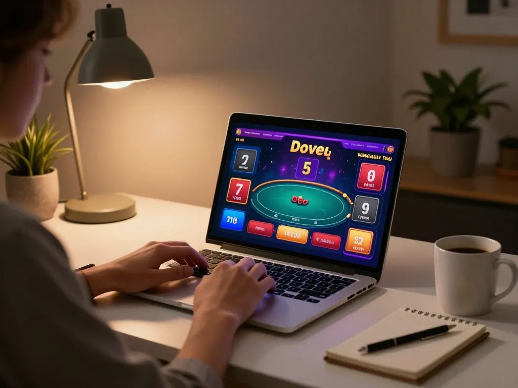Engaging in casino gaming on cm88 com using a laptop, showcasing vibrant poker gameplay.