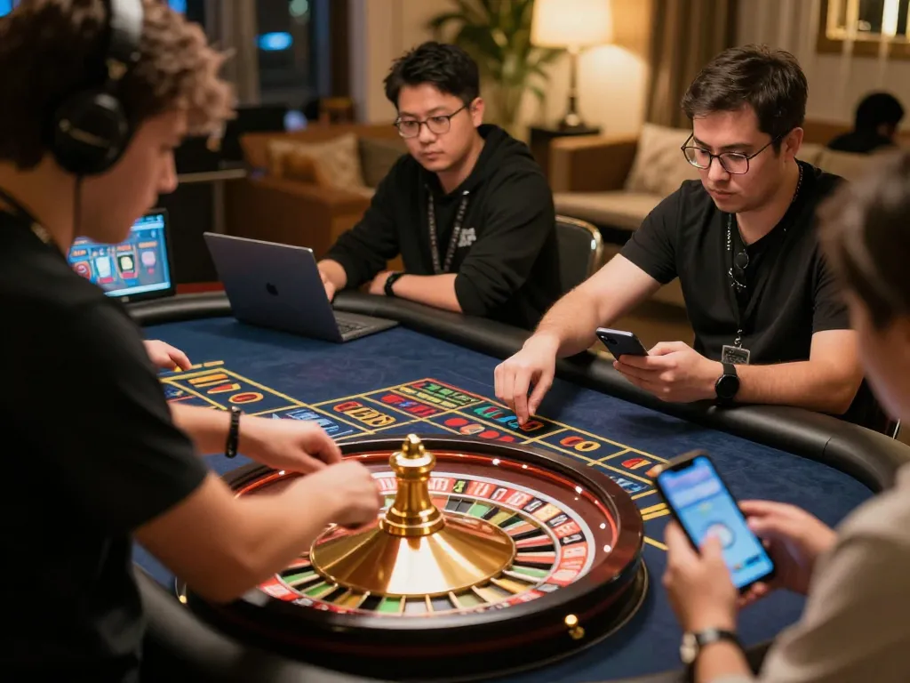 Engaged players making their 88aa đăng nhập at a live online casino roulette game in a cozy home setting.