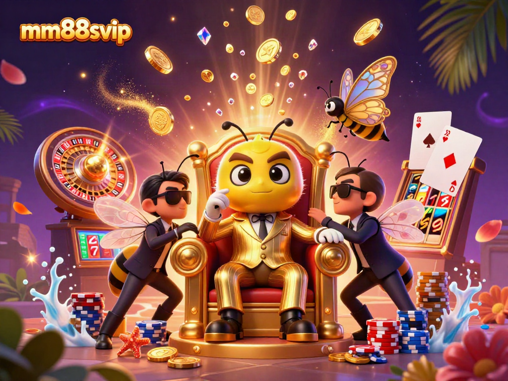 Experience thrilling moments with mm88svip as the cartoon bumblebee mob boss reigns in a golden casino
