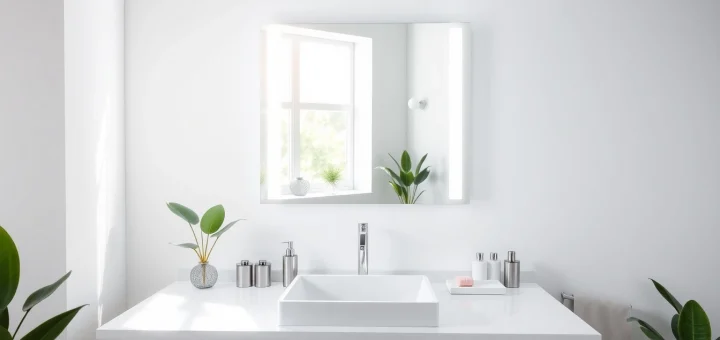 Enhance your space with a modern mirror and led lights for a bright, stylish bathroom.