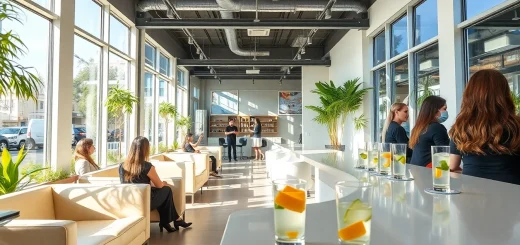 Relaxing atmosphere at hair salons San Diego showcasing hairstylists engaging with clients.