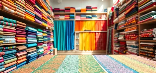 Ontdek stoffen webshop nederland met een gevarieerde display van kleurrijke stoffen en patronen.